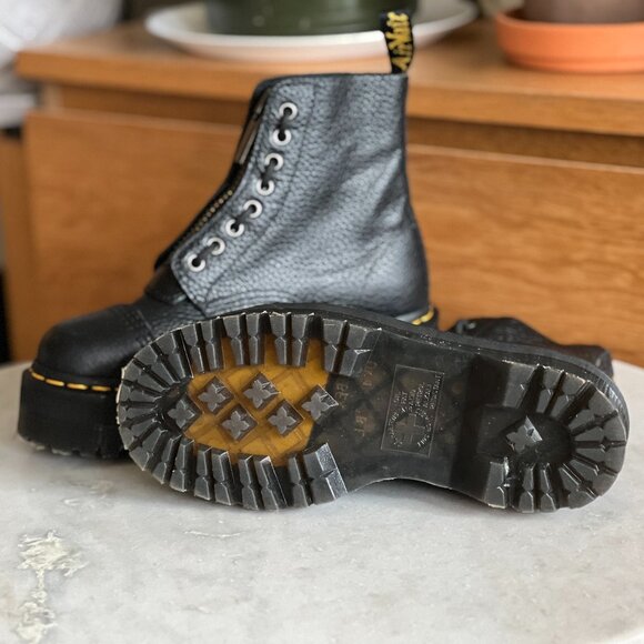 Dr. Martens Black Ankle Boots with Yellow Stitching - Picture 2 of 2